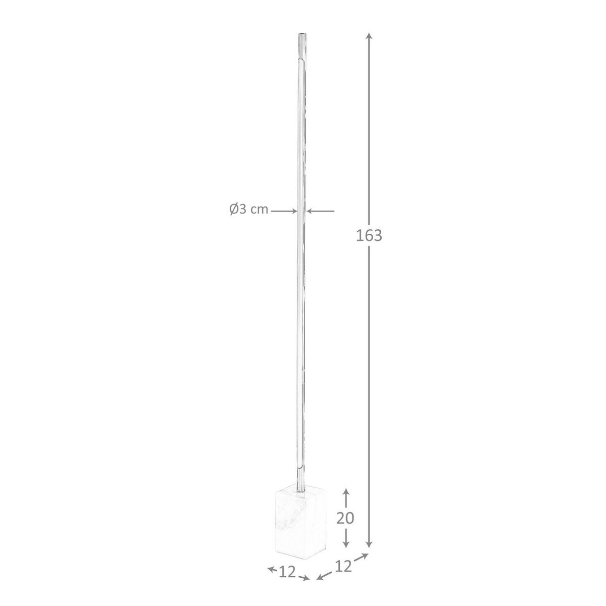 STEHLEUCHTE aus schwarzem Stahl mit Sockel aus Porzellanmarmor 12/12/163 cm - Schwarz, Keramik/Metall (12/12/163cm) - The Lumine