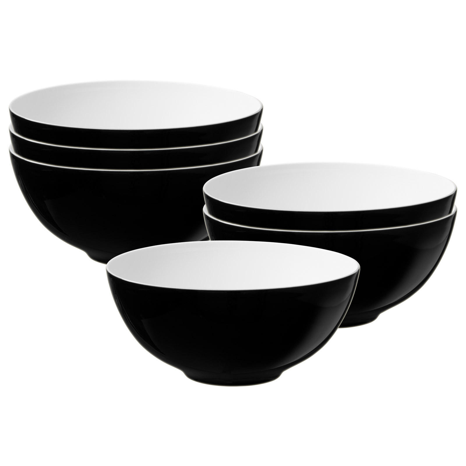 SCHÜSSELN Life Fashion Glamorous Black ø 21 cm 6er Set - Schwarz, Keramik (21.2cm) - Seltmann Weiden