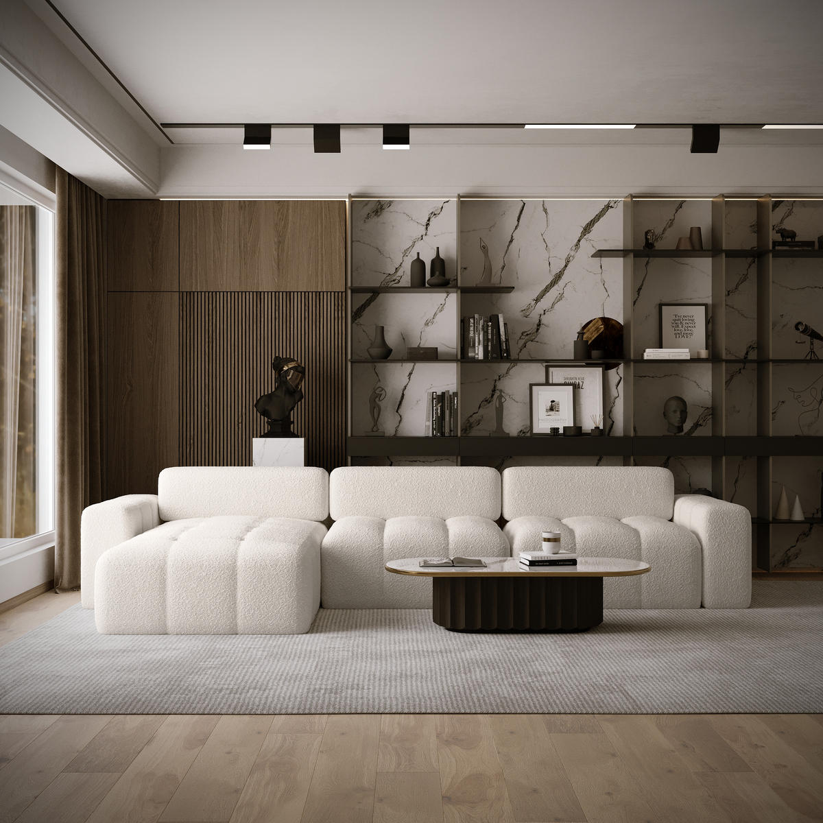 ECKSOFA RIFU SO 300x140 cm, Weiß - Weiß, Textil (346/185cm) - Fedve