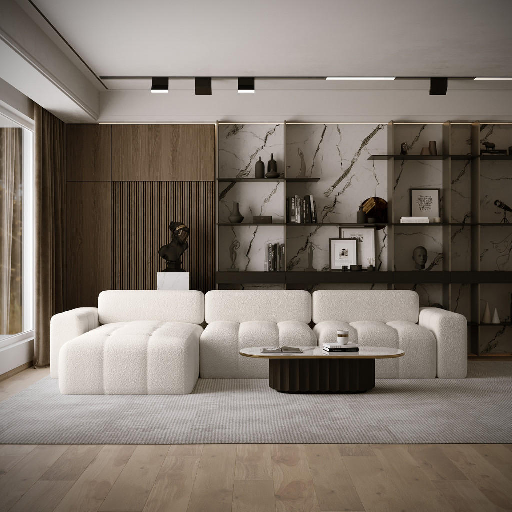 Thumbnail - Fedve Ecksofa, Weiß, Textil, L-Form,L-Form, 346x185 cm, Wohnzimmer, Sofas & Couches, Wohnlandschaften, Ecksofas