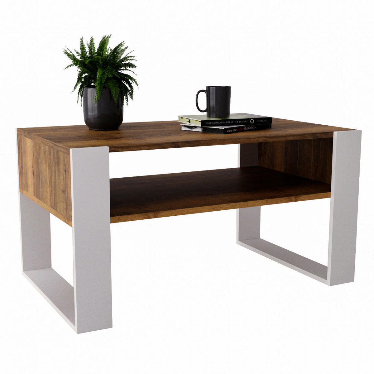 COUCHTISCH KARO 92 - Alteiche/Weiß, Holz (53.6/92/45cm) - Mat-Haus