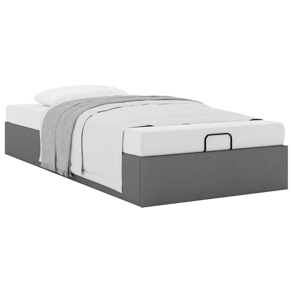 OTTOMAN-BETT Ohne Matratze Dunkelgrau 90/200 Cm Stoff - Grau, Holzwerkstoff (90/200cm) - vidaXL