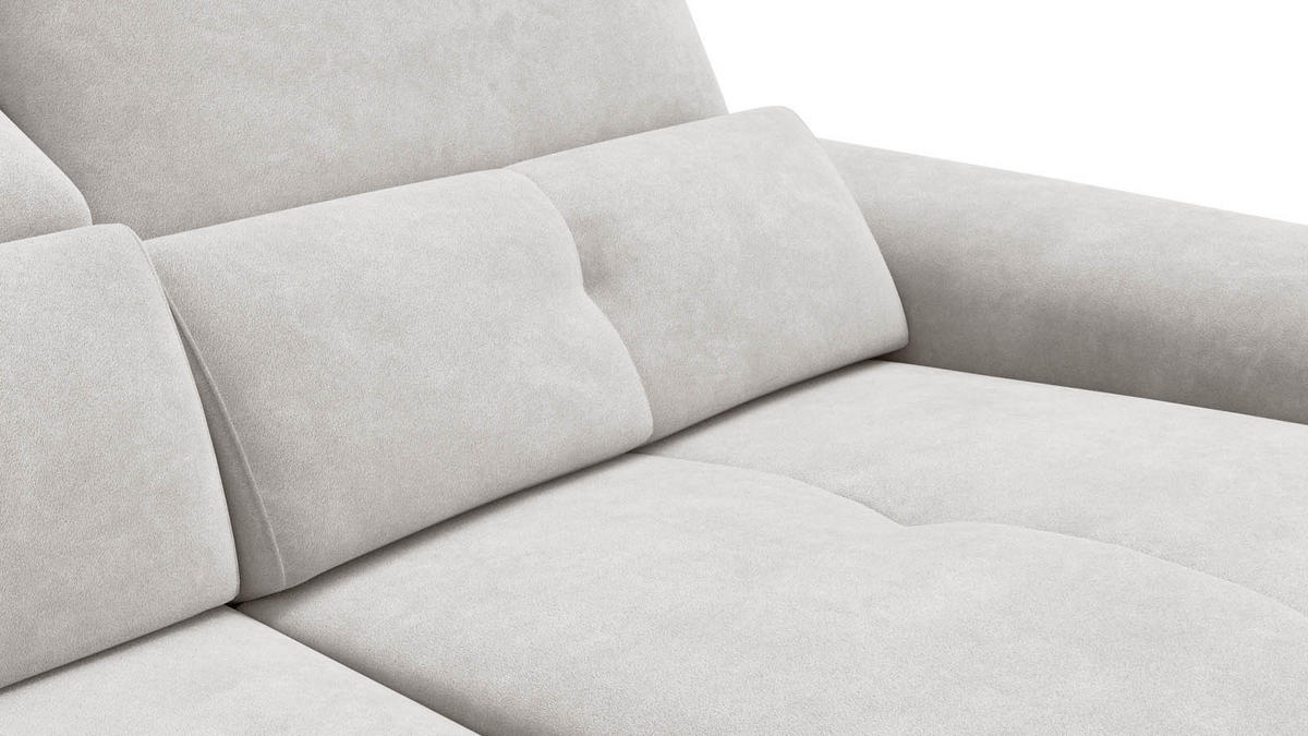SOFA RELAX AVENA 3-Sitzer, beiger Veloursstoff - Beige/Schwarz, Holz/Textil (204/80/108cm) - Wozimo