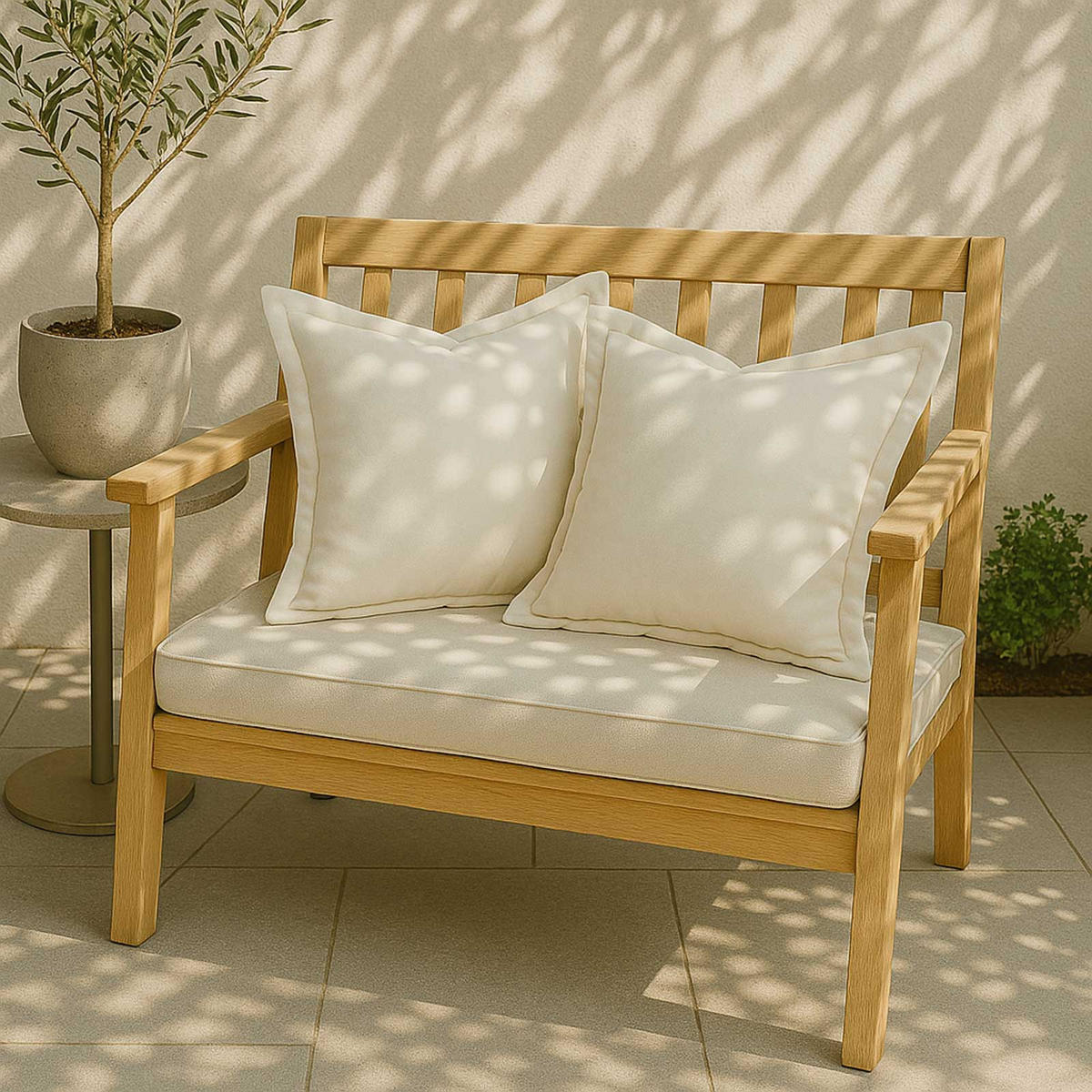 OUTDOOR-KISSEN 2er-Set natur 45/45 cm - Naturfarben, Textil (45/45cm) - Homescapes