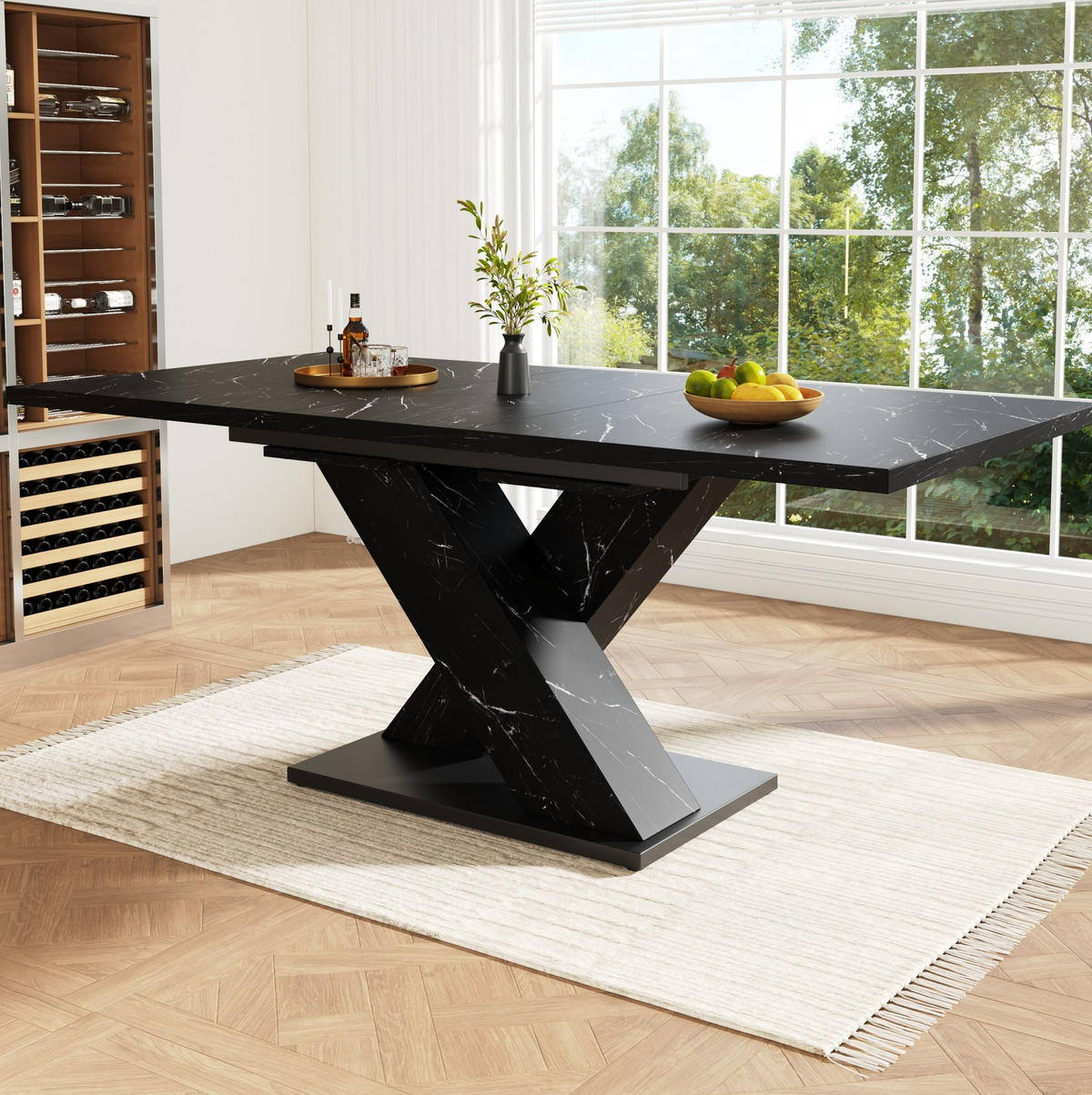 ESSTISCH 119,5-159/75/80 cm Schwarz aus MDF mit Ausziehfunktion - Schwarz, Holzwerkstoff (119/80/75cm) - OKMYHOME