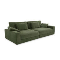 BIG-SOFA mit Federkern B290/T135/H90 cm extratief, Liegefläche 122x240 cm, Cord Grün / 15250 - Schwarz/Grün, Kunststoff/Textil (290/90/135cm) - luma-home