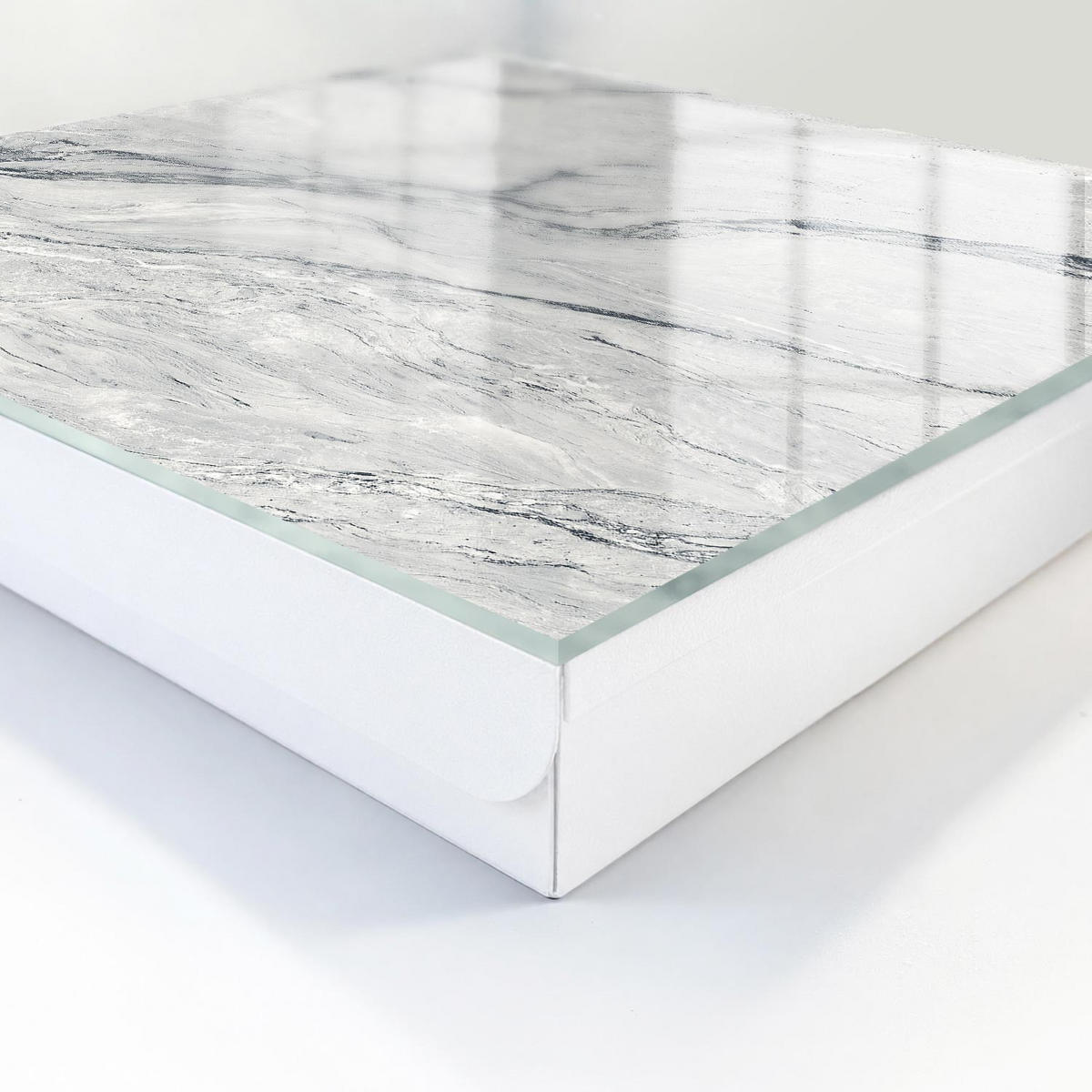 SCHLÜSSELBOX Weiß 30x30 cm – Türöffnung nach rechts - Steinmuster - Grau, Metall (30/30/5cm) - TULUP