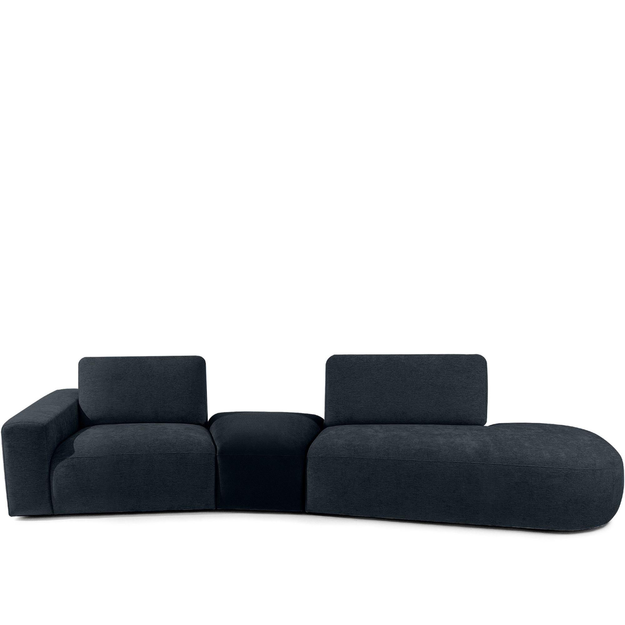 4-SITZER ECKSOFA ZUCCO Chenille rechts, Dunkelblau - Dunkelblau, Textil (350/84/105cm) - KONSIMO®