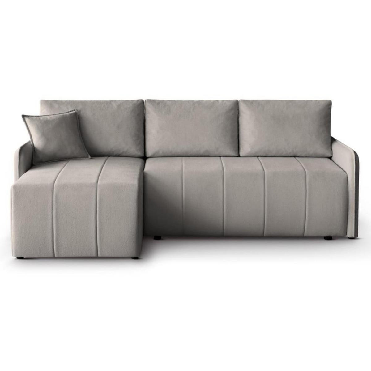 ECKSCHLAFSOFA Capri beige - Beige/Schwarz, Kunststoff/Textil (223/156cm) - Beautysofa