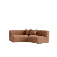 SOFA Round, Chenille-Stoff Cremona, Hellbraun, GRETA - Hellbraun, Holz (294/70/89cm) - Kaiser Möbel