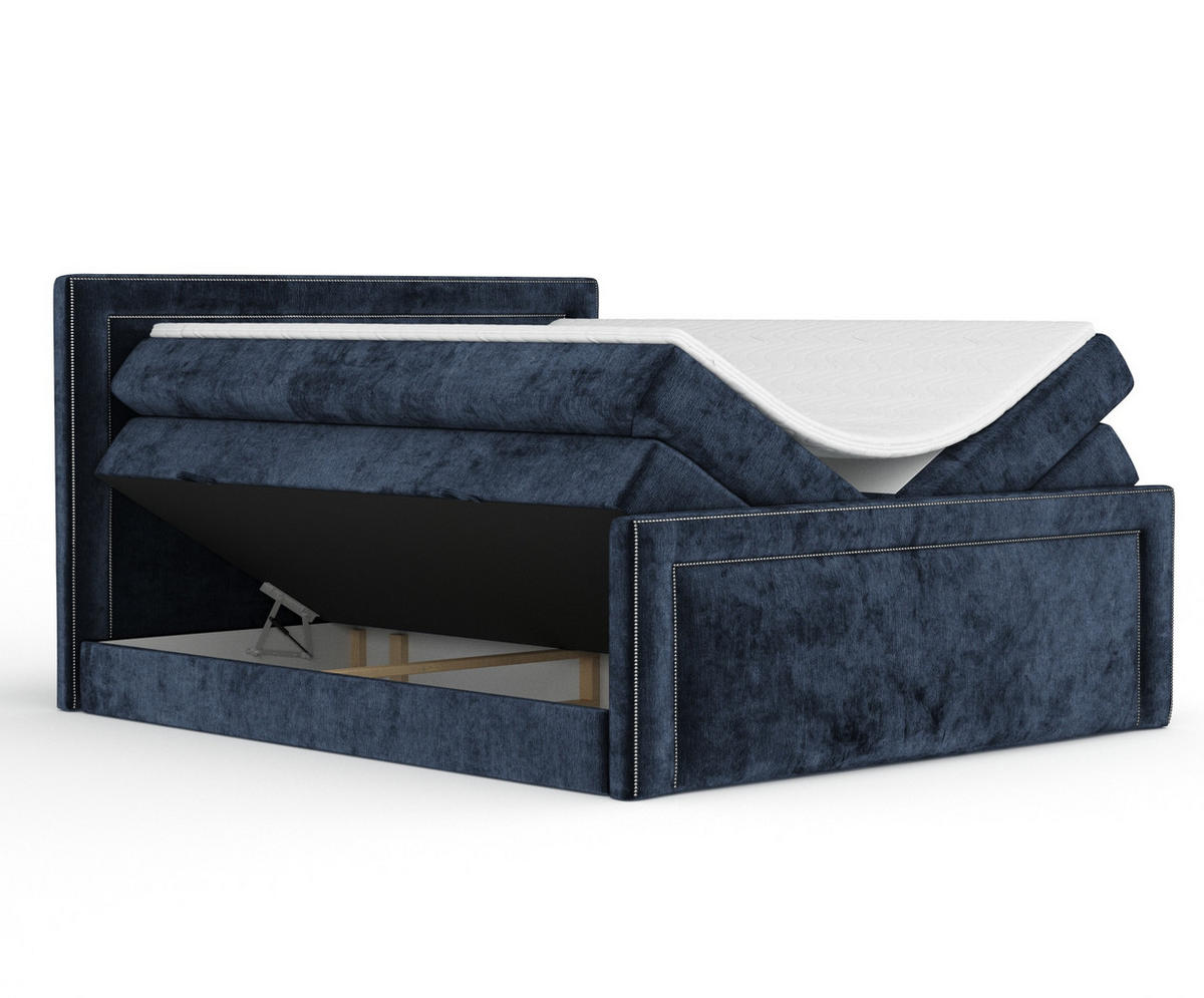 BOXSPRINGBETT Luxora Marineblau 180/200 cm - Schwarz/Dunkelblau, Holz/Holzwerkstoff (180/200cm) - Maison de Reve