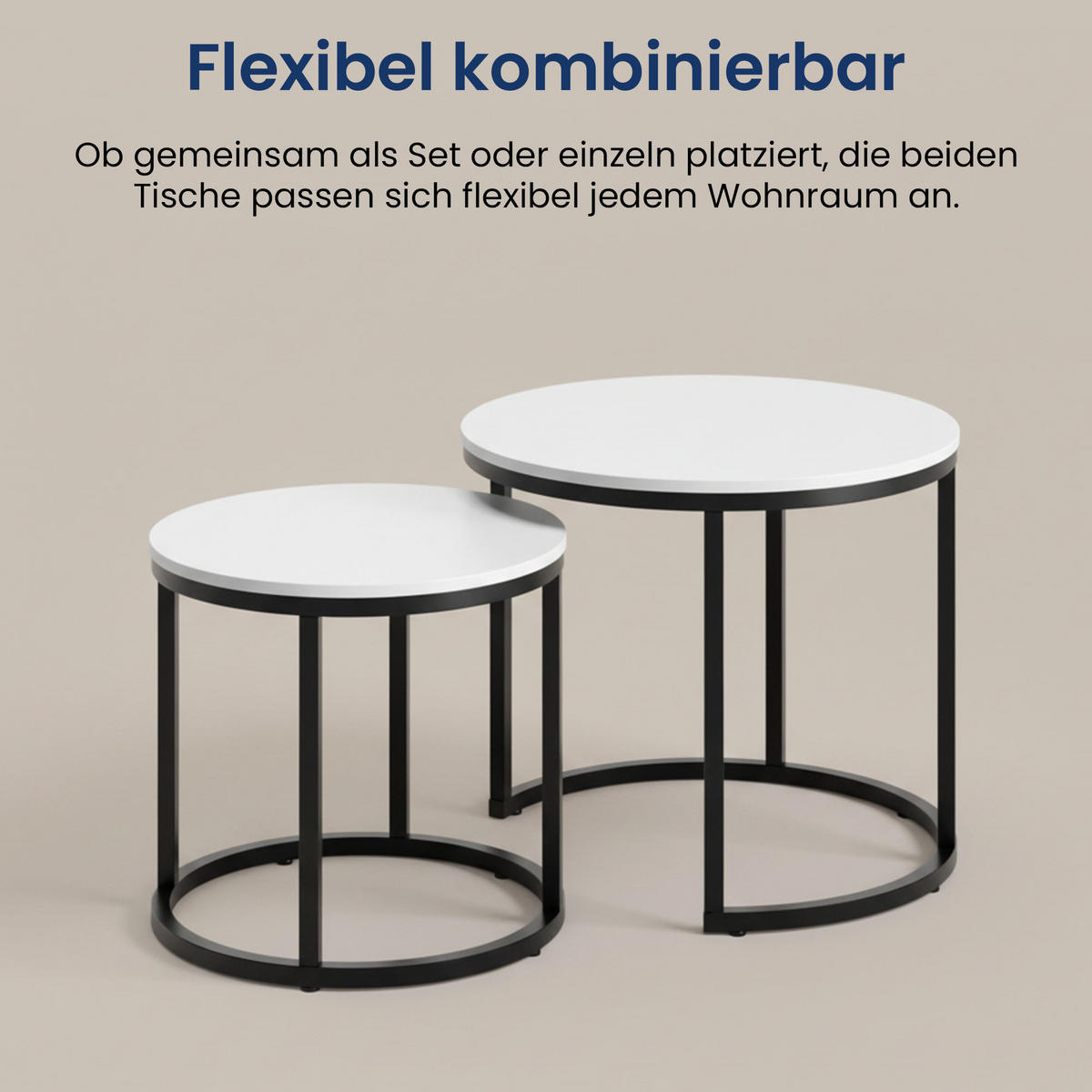 KONFERENČNÝ STOLÍK 2-dielna súprava, okrúhly, biely - biela, kompozitné drevo (50/50/42.5cm) - Home Collective