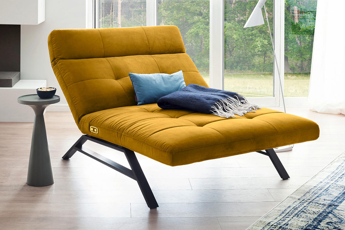 LIEGE AMERIVA Gelb Velvet - Gelb/Schwarz, Textil (120/110/158cm) - KAWOLA
