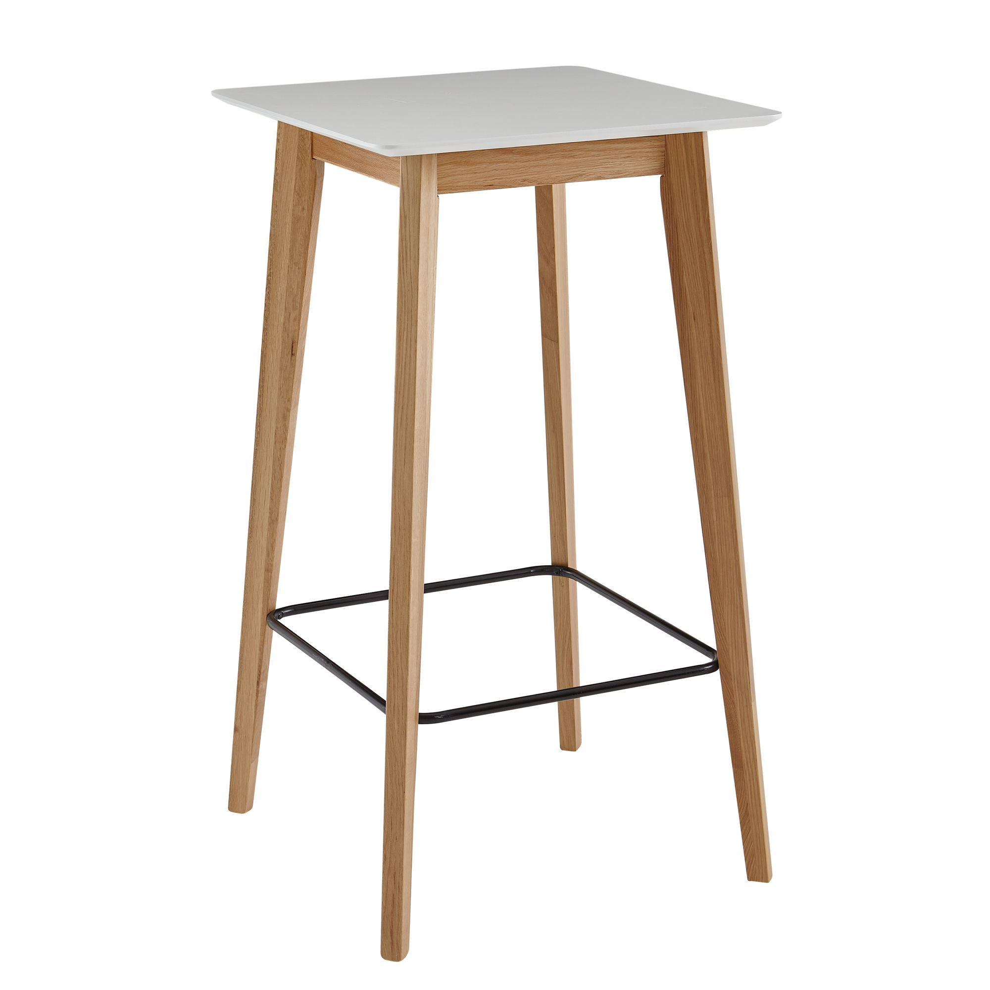 BARTISCH – Skandinavisch, Eichenbeine, quadratisch, 50 kg Belastbarkeit - Weiß/Braun, Eichenholz/Holz (60/110/60cm) - KADIMA DESIGN