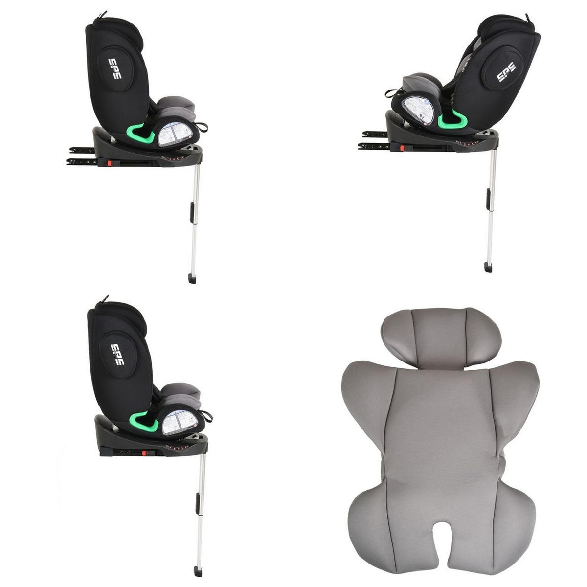 KINDERSITZ Legend i-Size grau (40-150cm) Isofix 360 Grad-Drehung Stützbein SPS - Grau, Kunststoff (46/60/50cm) - Moni