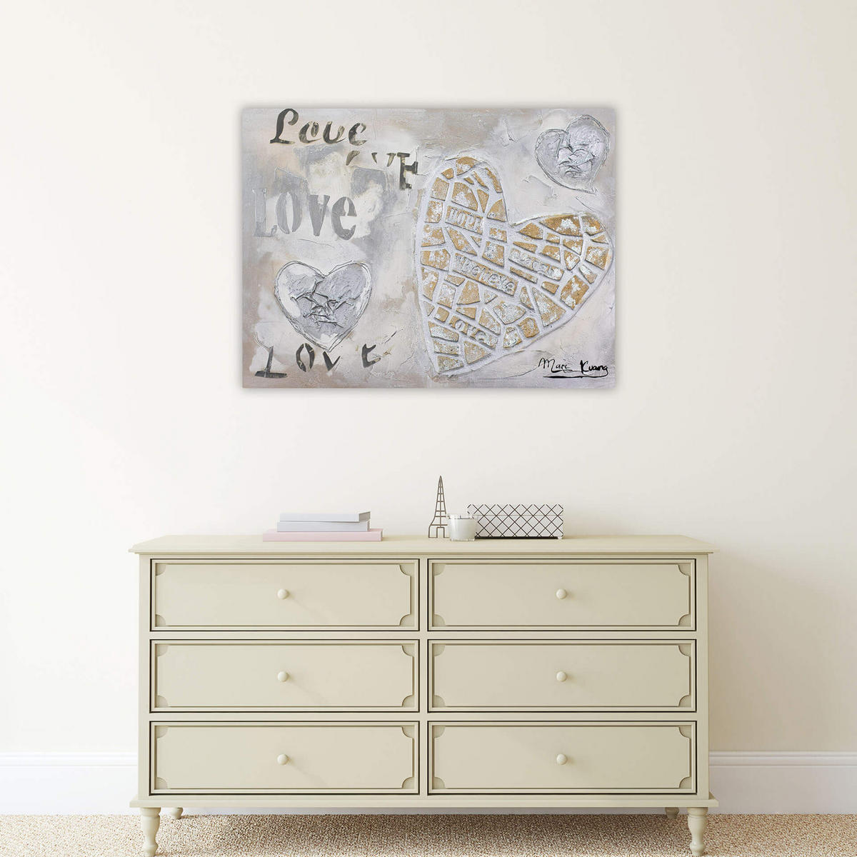 ACRYLBILD HANDGEMALT 80/60 cm - Beige/Grau, Holz/Textil (80/60cm) - KUNSTLOFT