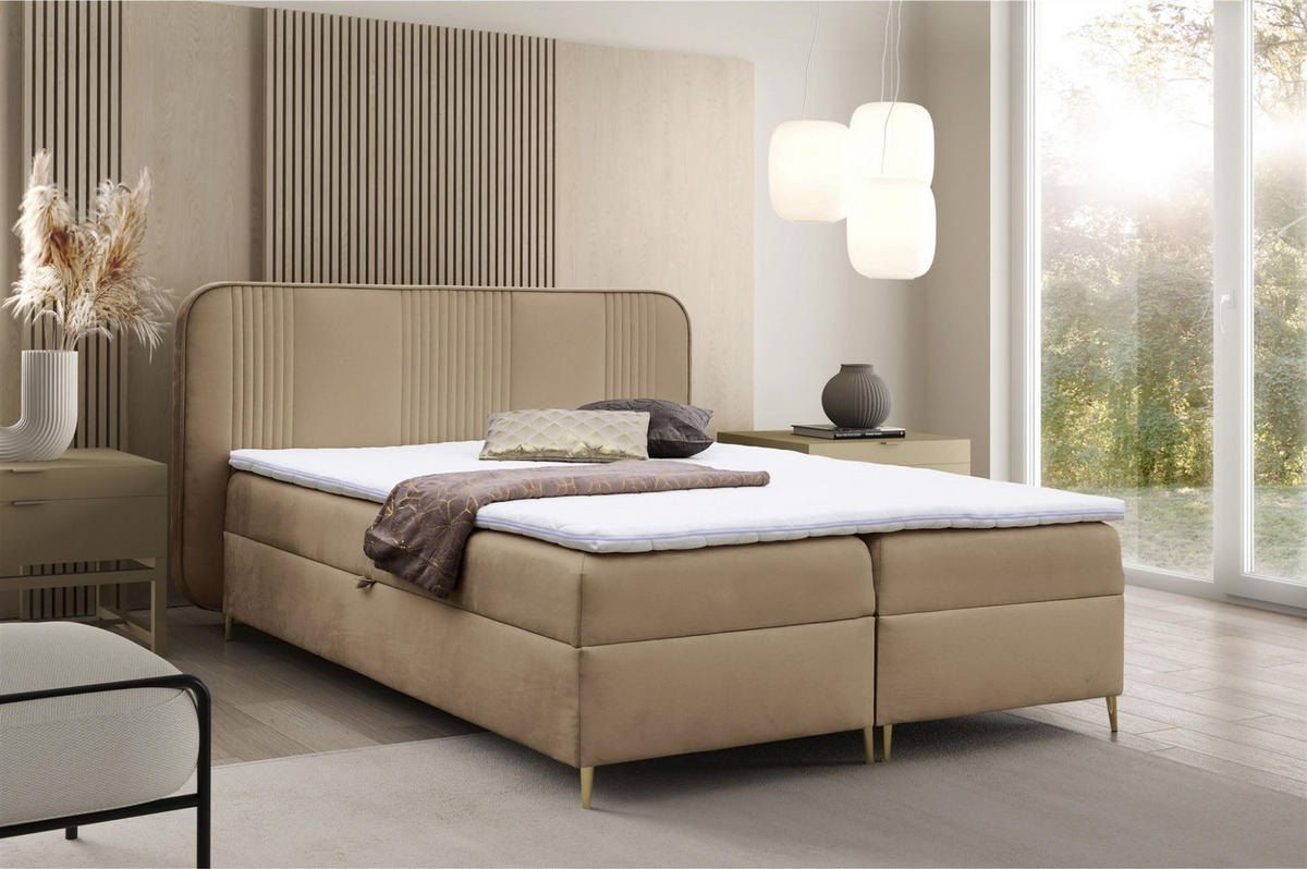 BOXBETT Avery Premium überlänge - Braun, Holzwerkstoff/Textil (180/220cm) - Fun Möbel