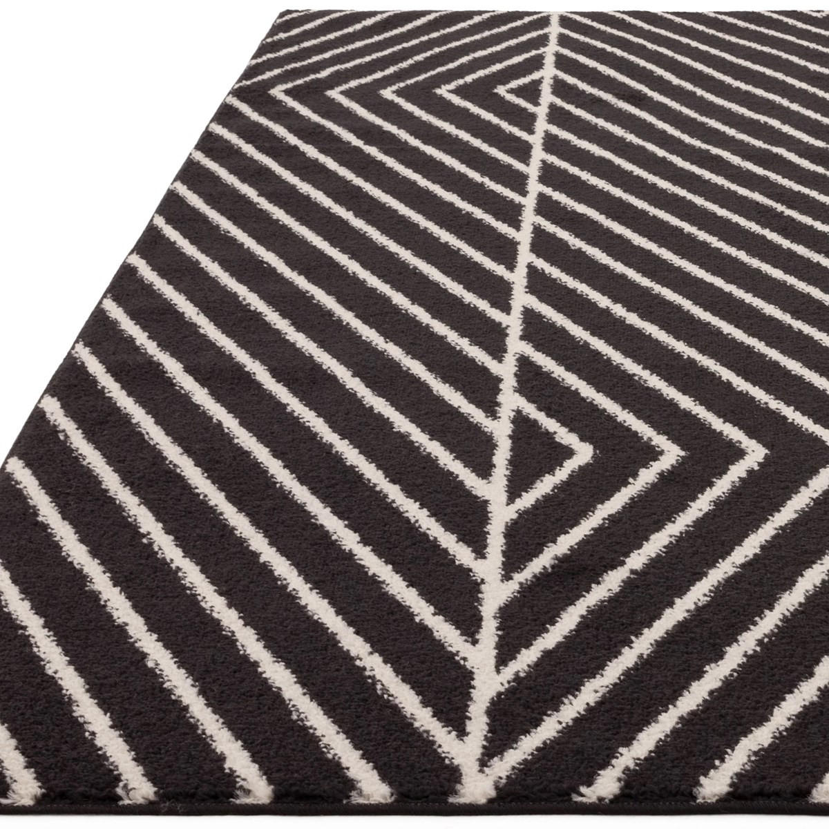 TEPPICH Moderner, flachgewebter für Wohn- und Schlafzimmer LINEN Schwarz 120 x 170 cm - Schwarz, Textil (120/170cm) - Novatrend