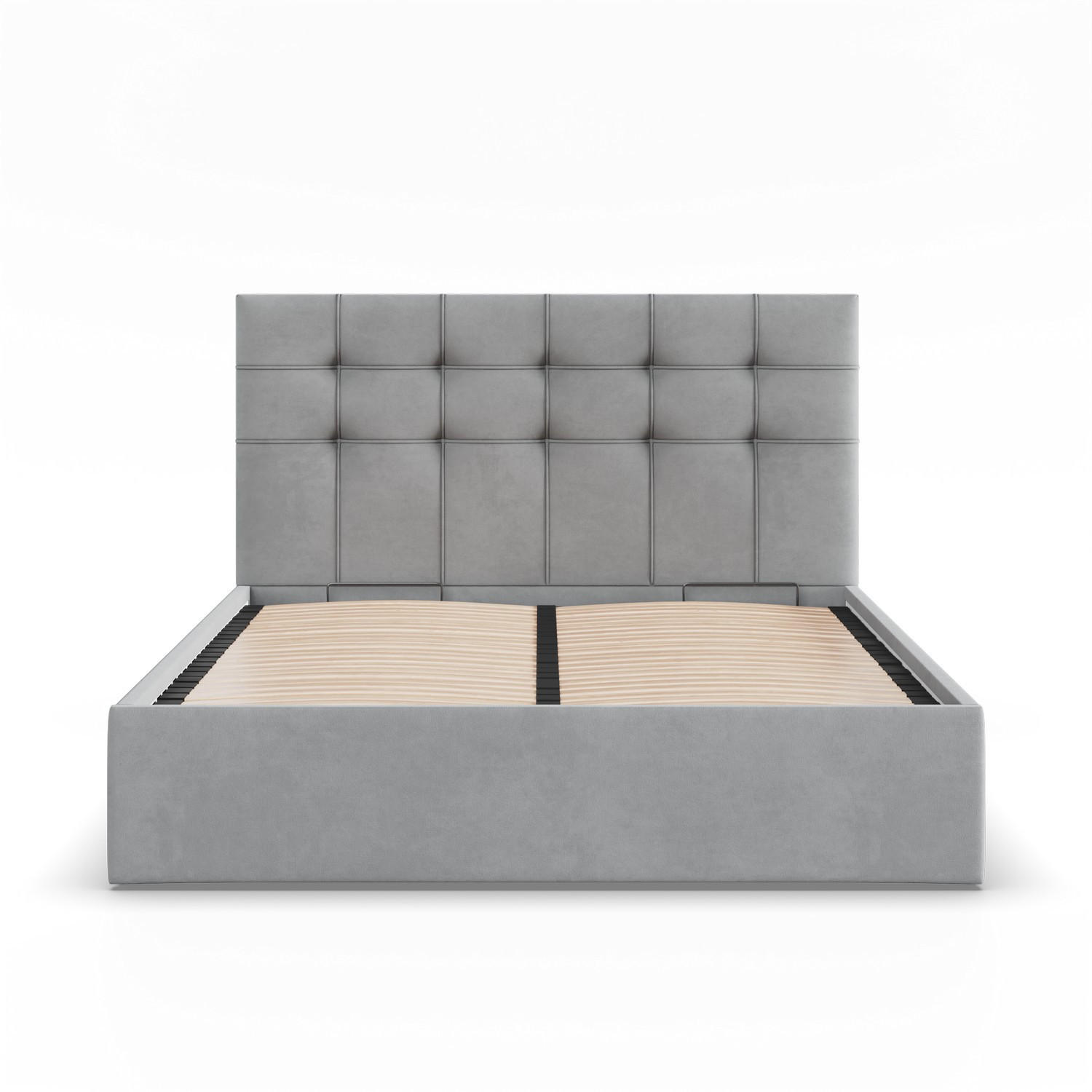 POLSTERBETT MIT KOPFTEIL 140x200 mit Bettkasten SORIA, Grau - Grau, Textil (140/200cm) - Mebligo