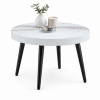 BEISTELLTISCH aus MDF 60x60x37 cm und Metall Weiß in Marmoroptik mit verstellbaren Füßen - Weiß, Holzwerkstoff (60/60/37cm) - IVMEU