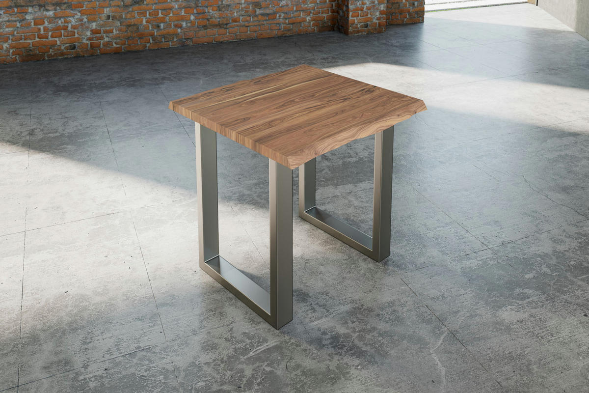 ESSTISCH LAUREN - Beige/Silberfarben, Holz/Metall (80/80/77cm) - SAM