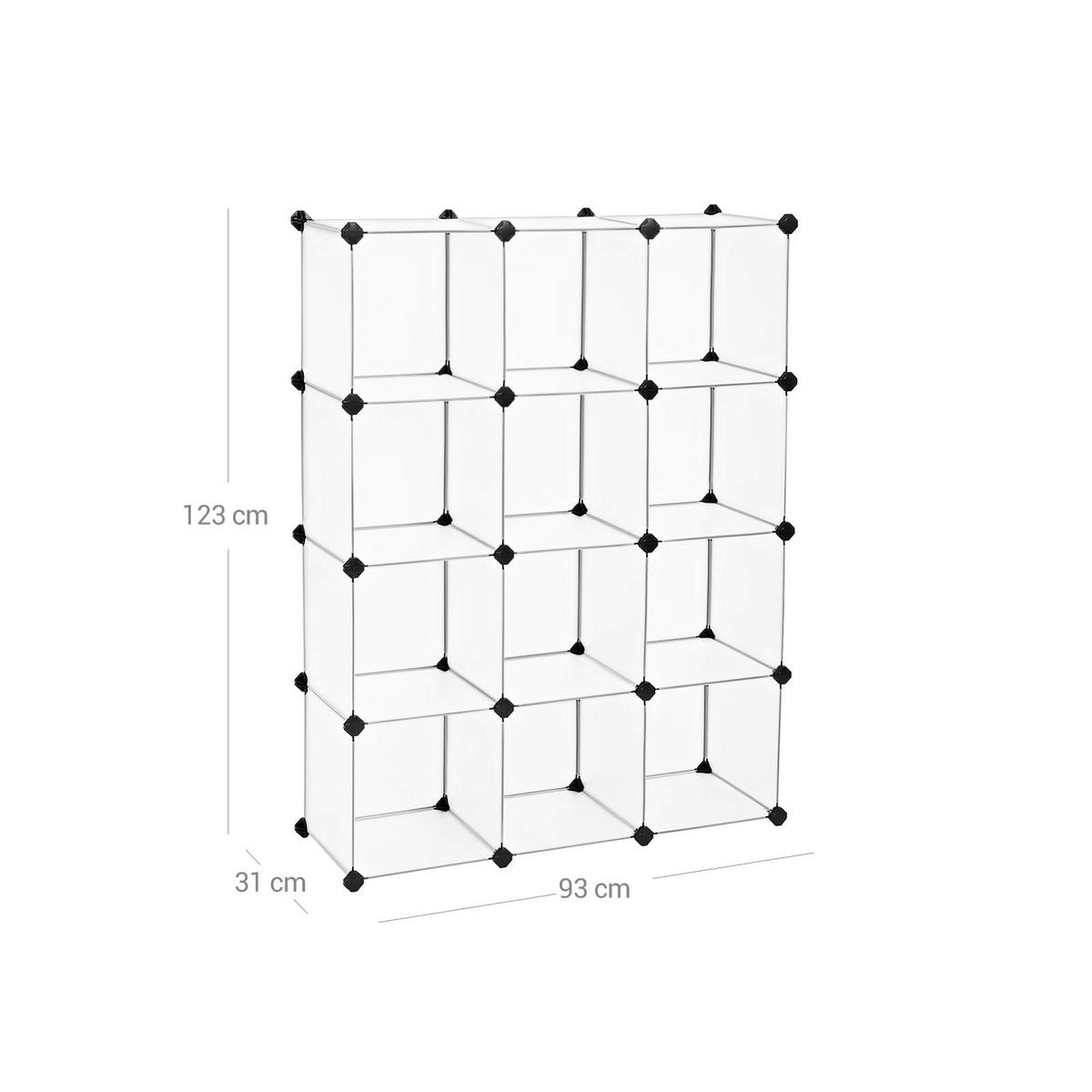 STECKREGALSYSTEM DIY-WÜRFELREGAL - Weiß, Kunststoff (31/123/93cm) - Hansiro