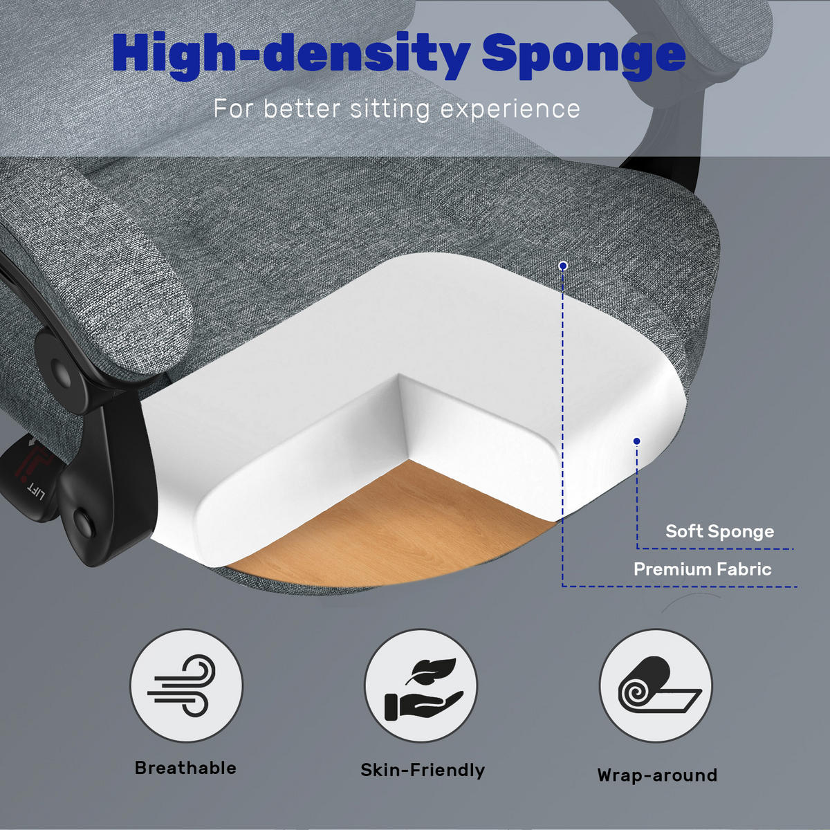 BÜRODREHSTUHL modern, gepolsterte Sitzfläche, höhenverstellbar – Dunkelgrau - Dunkelgrau, Metall (64/115/64cm) - Rattantree