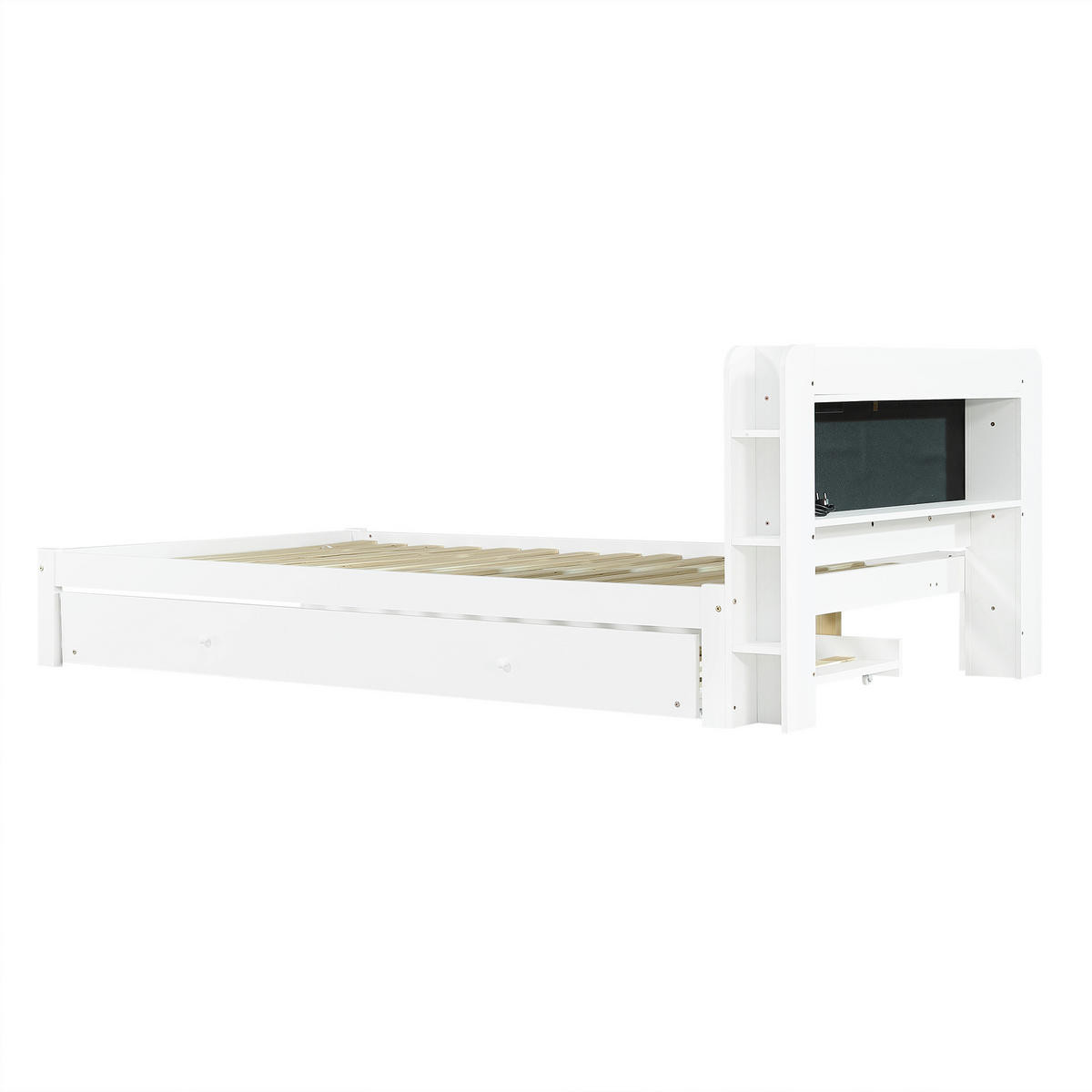 AUSZIEHBETT 120/200 cm DE-32715 mit Ladestation Weiß - Weiß, Holz (120/200cm) - ComfortXL