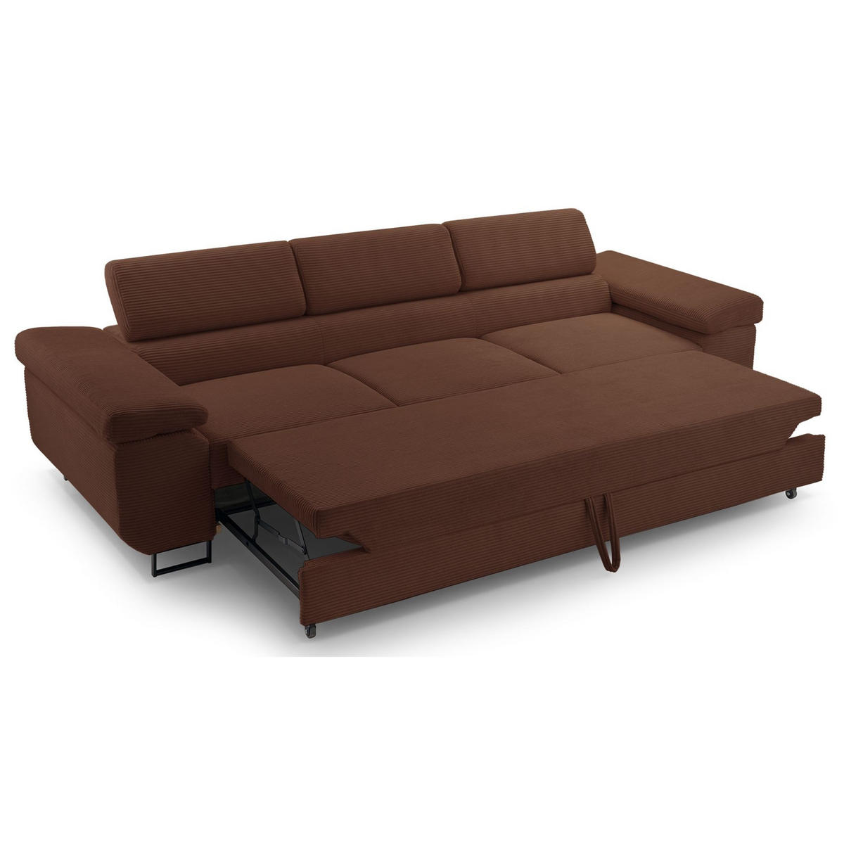 3-SITZER SOFA Capurso Rostbraun Cord - Dunkelorange/Schwarz, Textil/Metall (274/90/98cm) - Selsey