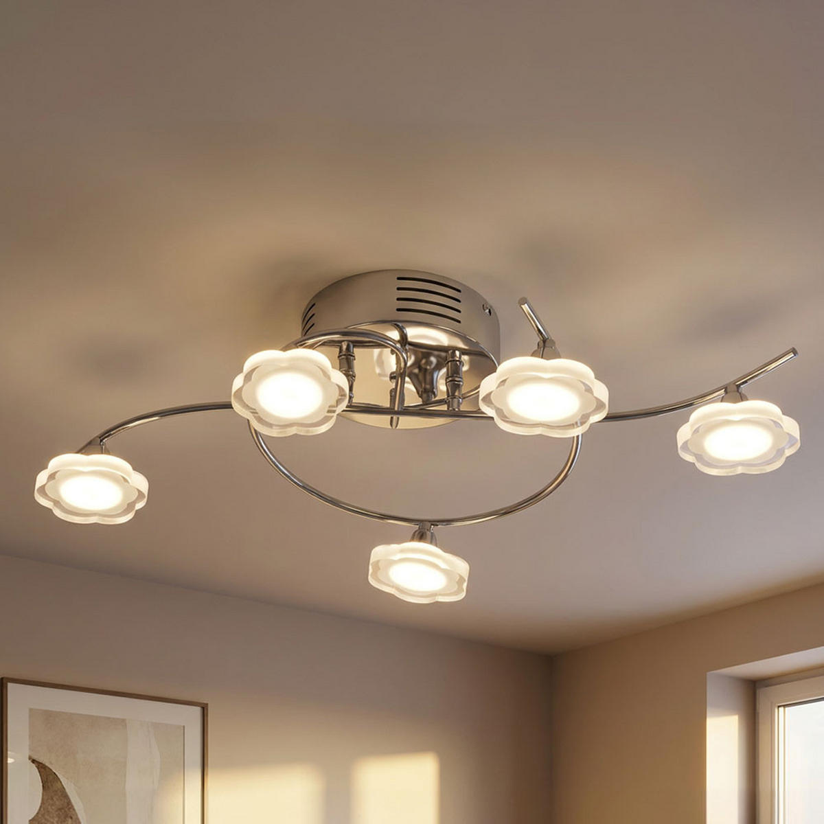 LED DECKENLEUCHTE Blossom Silber - Silberfarben, Metall (62/34/15cm) - Globo Lighting