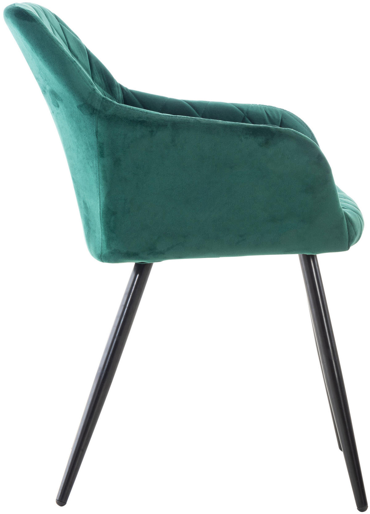 ESSZIMMERSTUHL Shyva Samt, Gestell Metall matt Schwarz Grün - Schwarz/Grün, Textil/Metall (47/84/44cm) - TPFLiving