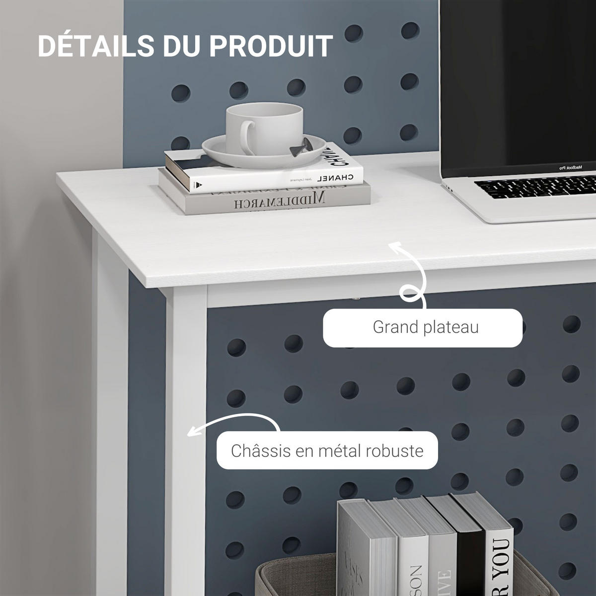 COMPUTERTISCH Weiß mit Metallgestell 120/60/76 cm - Weiß, Holzwerkstoff (60/120/76cm) - PANGIVO