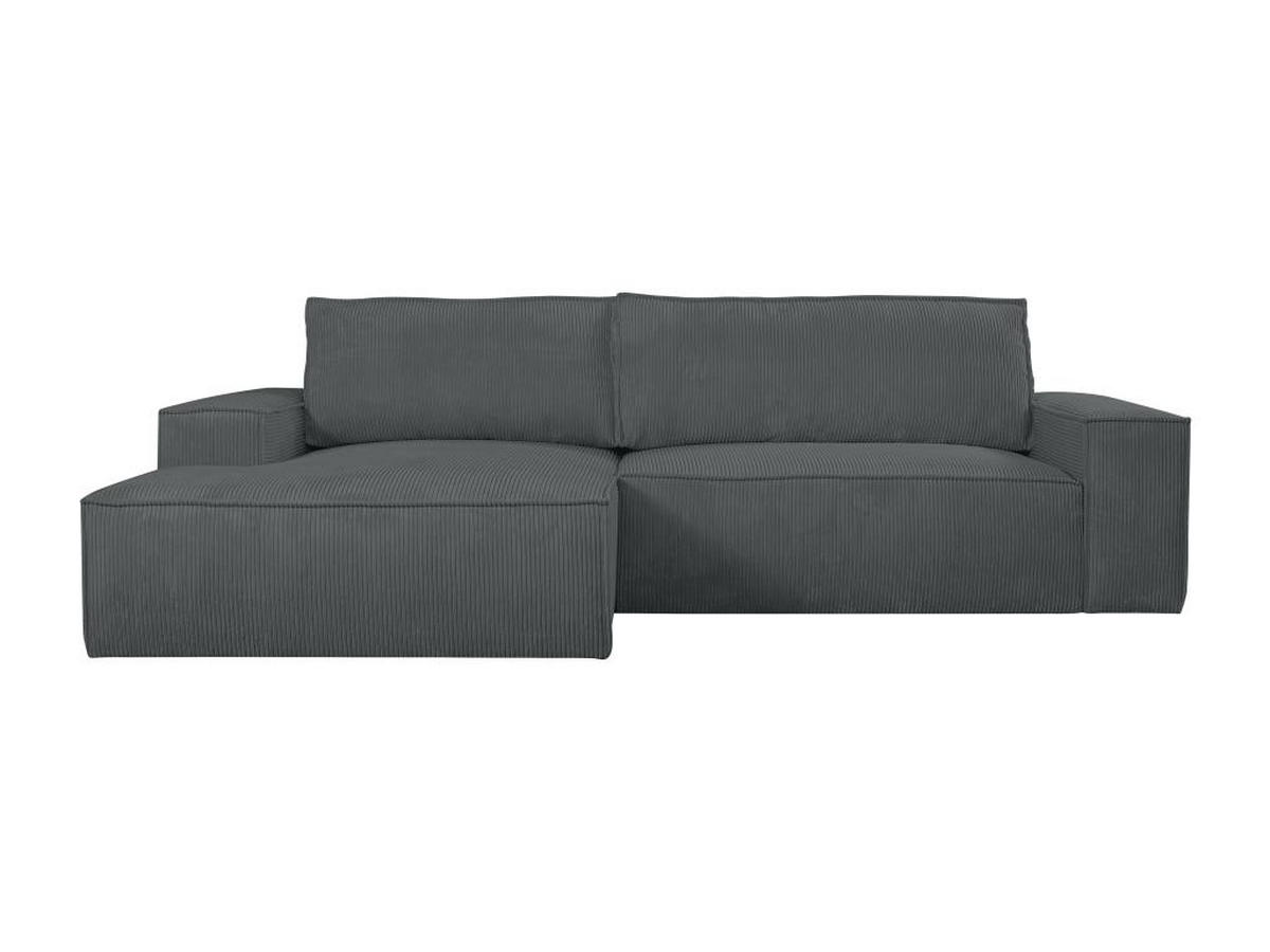 ECKSOFA mit Schlaffunktion - Ecke Links - Cord - Anthrazit - AMELIA - Anthrazit, Textil (167/267cm) - Vente-Unique
