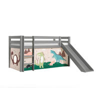 HOCHBETT mit Rutsche Karolina Massivholz Grau Textilset Dino - Mauve/Grau, Holz (90/200cm) - 58aufmkessel