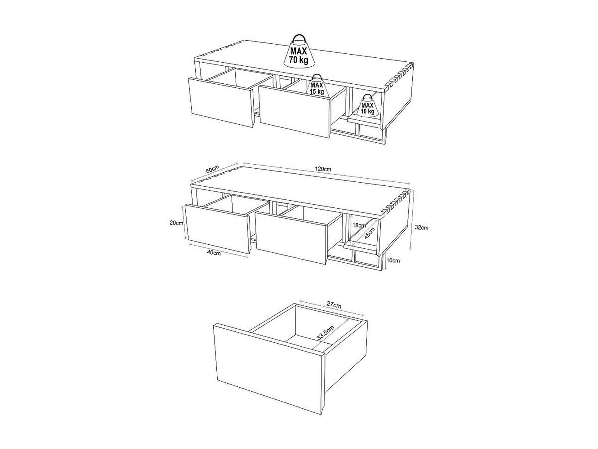 WASCHBECKENUNTERSCHRANK - 120cm x 50cm - Teakholz - naturfarben hell - KUPANG - Naturfarben, Holz (120/32/50cm) - Vente-Unique