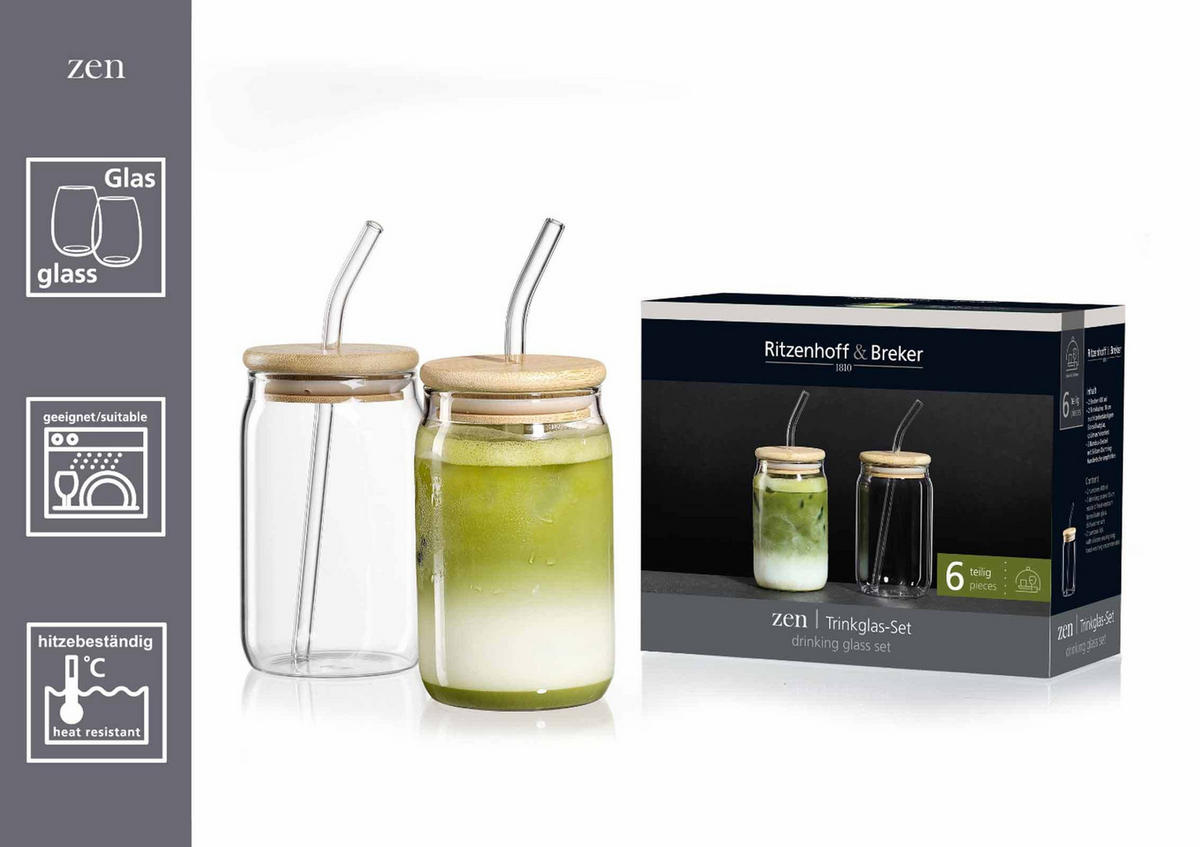 TRINKGLÄSER-SET Zen transparent 400 ml 2er Set - Transparent, Glas/Holz (0.4L) - Ritzenhoff Breker