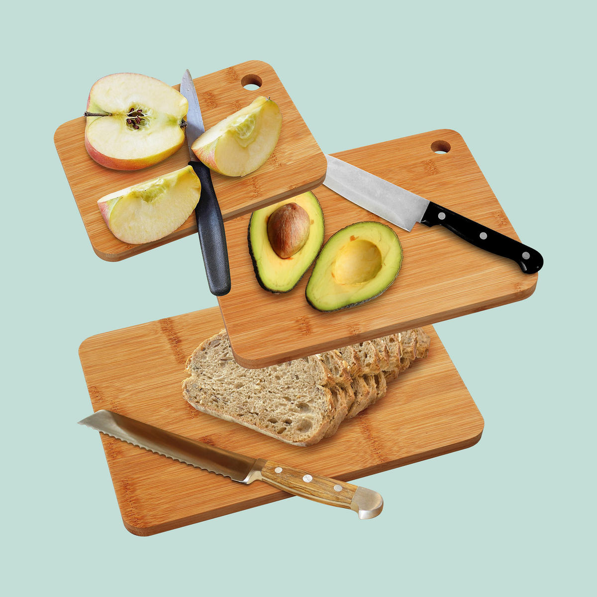 3XSCHNEIDEBRETT - Hellbraun, Holz (22/33cm) - Relaxdays