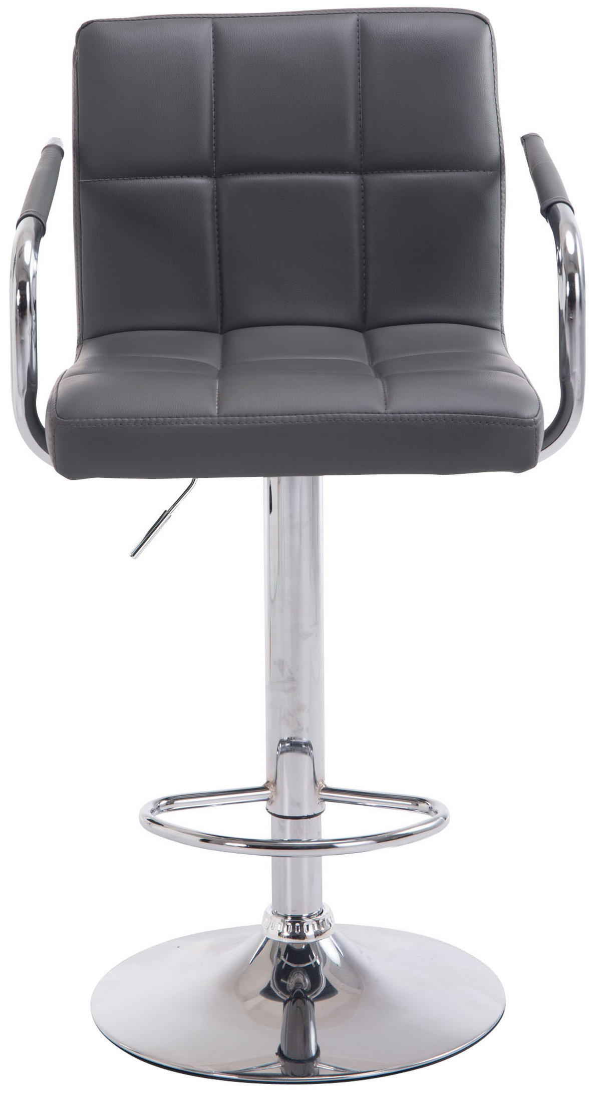 BARHOCKER 2er Set Lederlook Grau - Chromfarben/Grau, Textil/Metall (54/91/46cm) - CLP