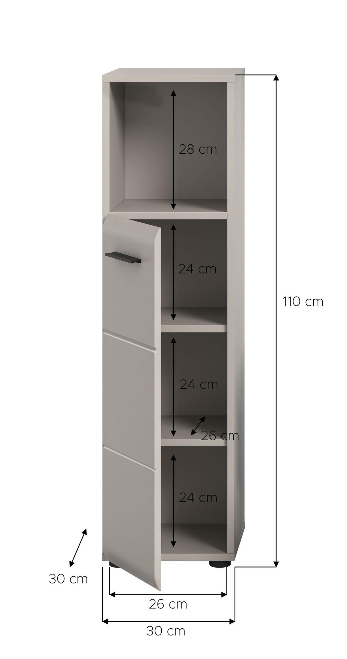 MIDISCHRANK ICE (B/H/T: ca. 30/110/30 cm) in Kaschmir/Kaschmir matt - Kaschmir, Holz (30/110/30cm)
