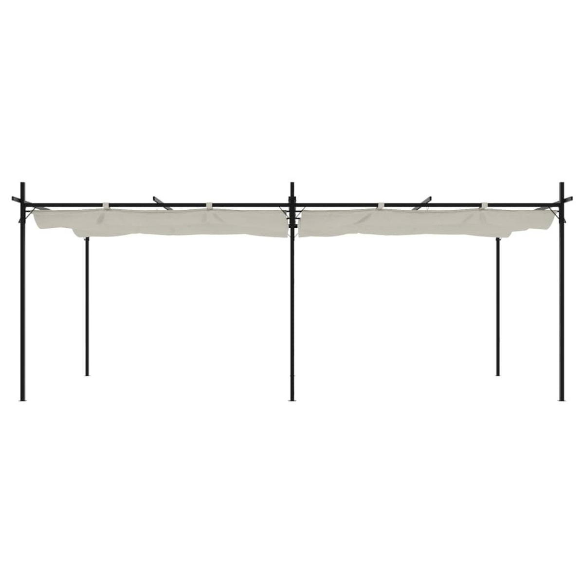 TERRASSENÜBERDACHUNG mit Schiebedach OLIMP | Creme 589x292x230cm | Pergola Garten Pavillon - Creme, Metall (589/230/292cm) - DELUKE