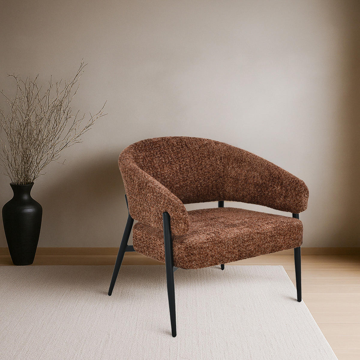 SESSEL Dilan Rot 72.5 /73/75 cm - Dunkelrot, Textil (73/75/72.5cm) - Livingfurn