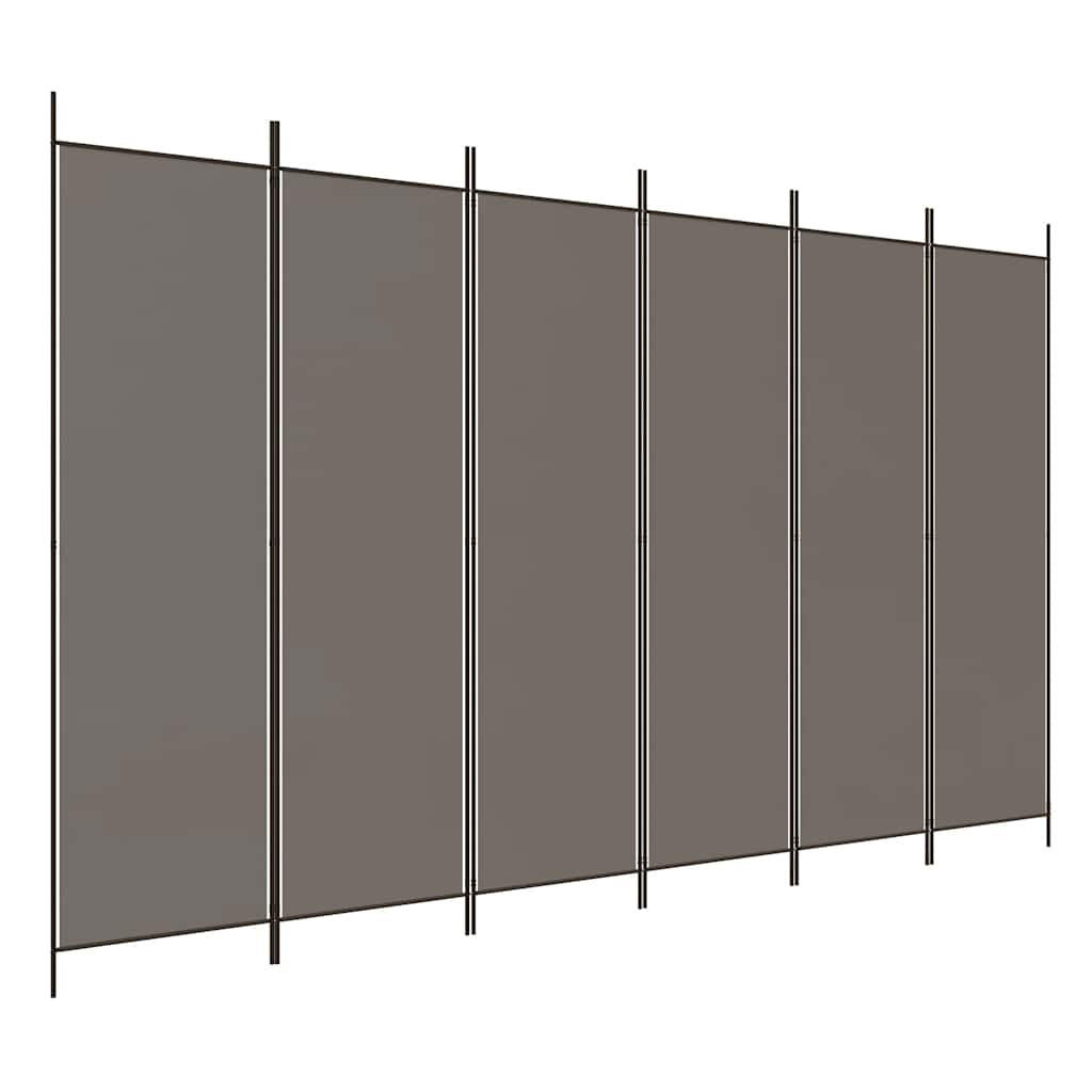 PARAVENT 6-TLG. Anthrazit 300/200 Cm Stoff - Anthrazit, Textil (300/200/300cm) - vidaXL
