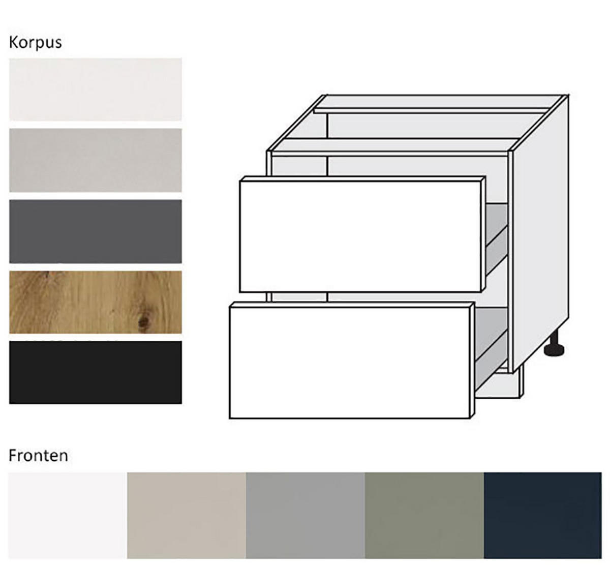 SCHUBLADENUNTERSCHRANK Salo D2/80 Weiß / Dust Grey Matt 80 / 50 / 82cm - Blum Teilauszug - Weiß/Grau, Holz/Holzwerkstoff (80/82/50cm) - Feldmann-Wohnen