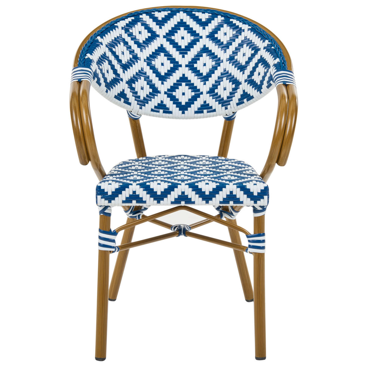 GARTENSTUHL 4er-Set Polyrattan Blau/Weiß Caspri - Weiß, Kunststoff (41/81/51cm) - Beliani