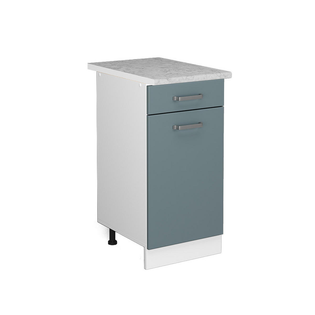 KÜCHENUNTERSCHRANK R-Line Blau-Grau 40 cm, AP Marmor - Blaugrau/Weiß, Holzwerkstoff (40/81.6/60cm) - Vicco