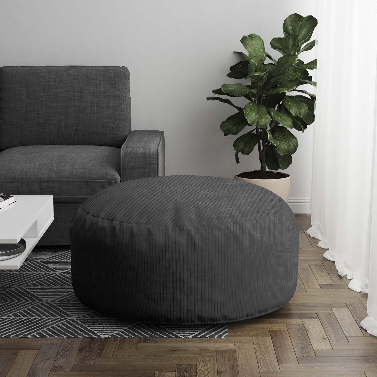 SITZSACK ROLLER Granite Gray - Dunkelgrau/Grau, Textil (70/40/70cm) - Dreamroots