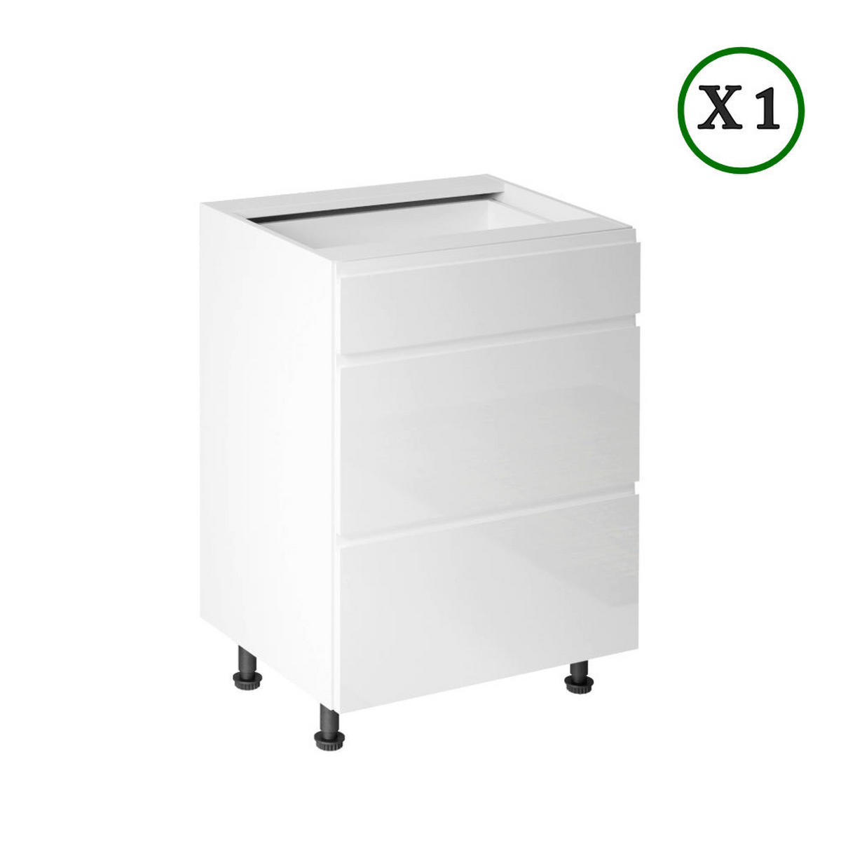 ECKKÜCHE – 250 cm – K67-G250 – Velmora – Weiß Hochglanz – ohne E-Geräte - Weiß Hochglanz, Holzwerkstoff (250/212/270cm) - ROYAL24_MARKT