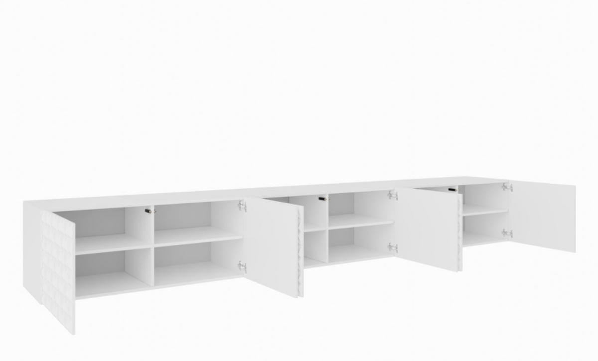 TV-SCHRANK Weiß ALI Geschlossen Mit Dekorativen Fronten 300 cm - Weiß, Holzwerkstoff (300/41/40cm) - Sepro Meble