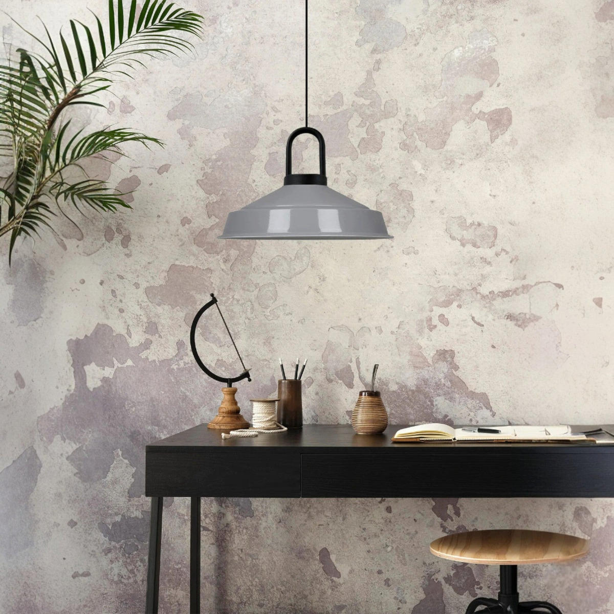 PENDELLEUCHTE SchwarzLocke - Grau, Metall (40/40/28cm) - Bamyum
