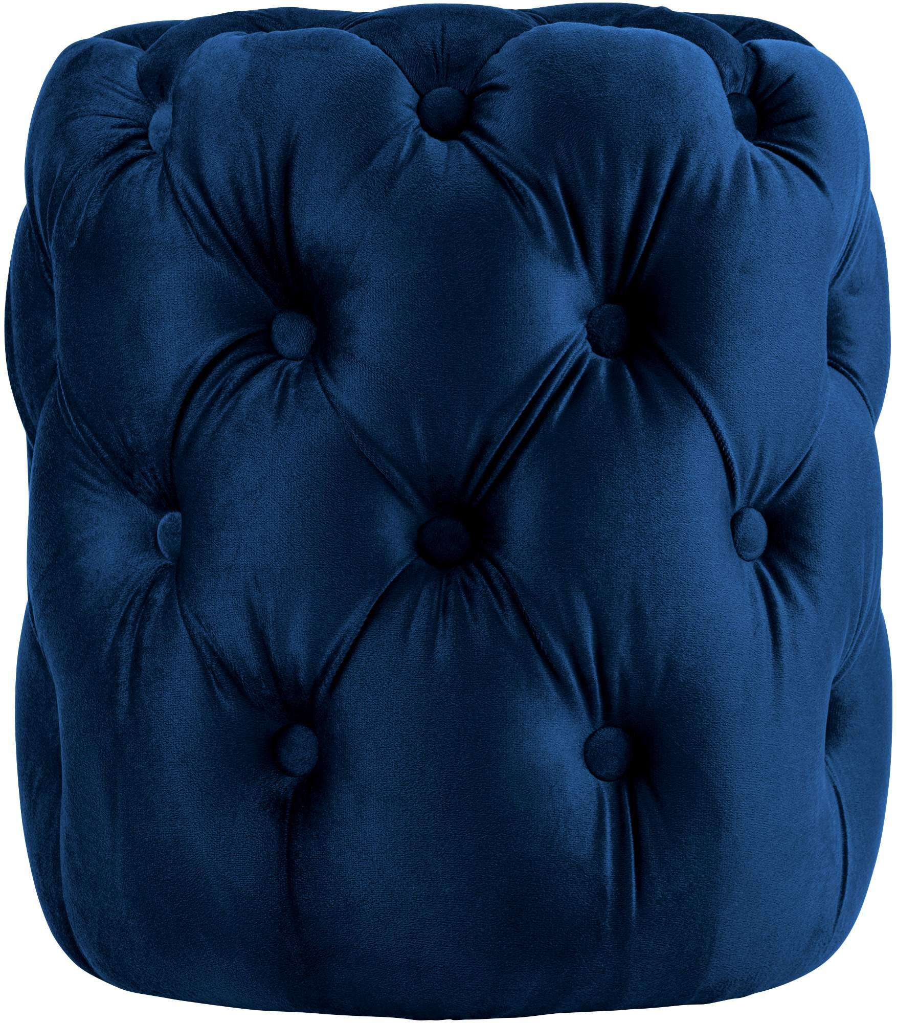 SITZHOCKER Bador Samt Blau Hocker Schlafzimmer - Blau, Textil (42/46/42cm) - DELUKE